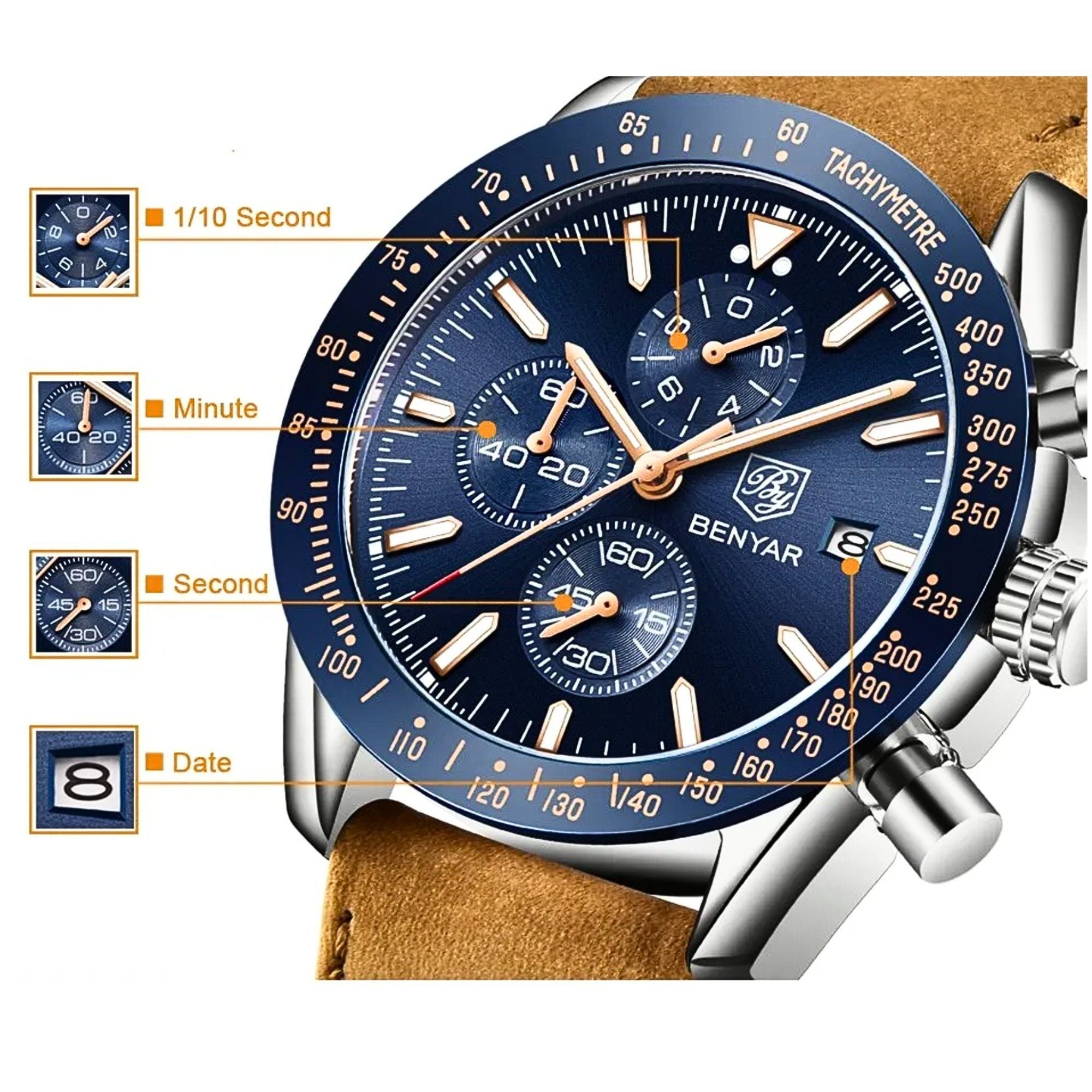 Chronograph Herren-Uhren Analog Quarzunhr BY 150