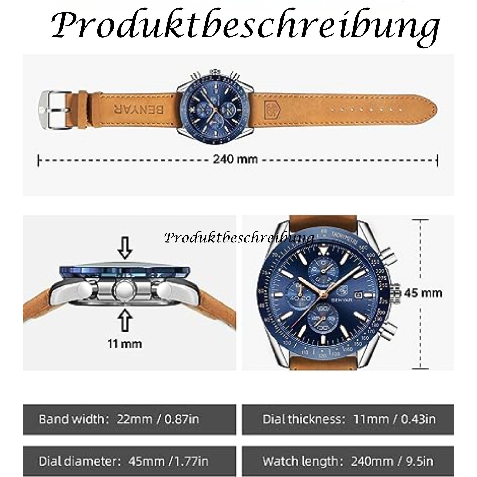 Chronograph Herren-Uhren Analog Quarzunhr BY 150