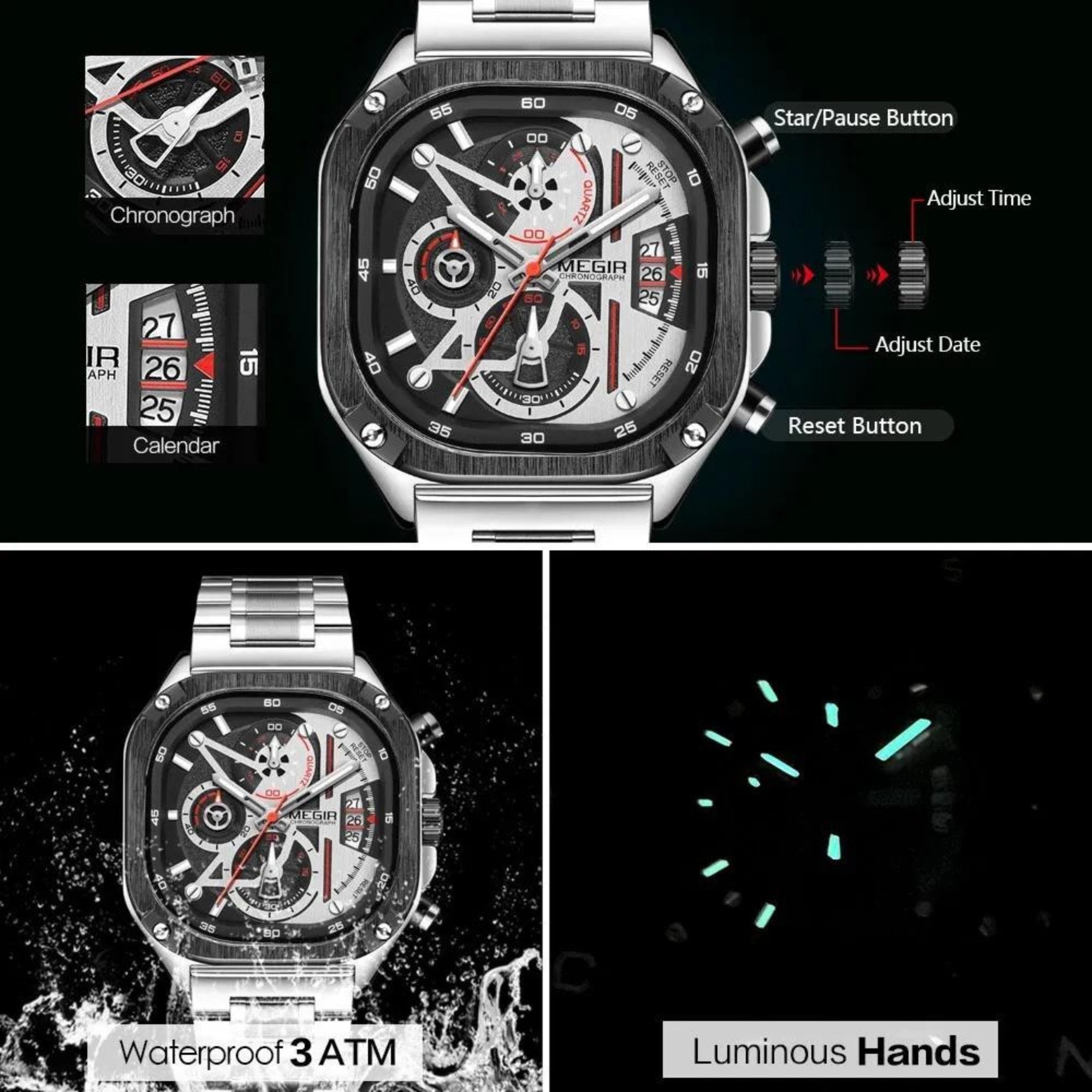 Manike MEGIR 2217 Analog Quarz Uhr